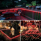 JMEXSUSS 2 Pack Red Christmas Lights Battery Operated Rope Lights Outdoor Waterproof Total 200LED 8 Modes Battery Powered String Lights with Remote for Patio Tree Garden Christmas Decor