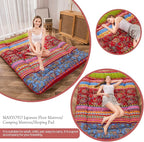 MAXYOYO Bohemian Retro Floor Mattress Vintage Floral Japanese Futon Mattress Roll Up Sleeping Bed King Portable Camping Mattress Floor Lounger Couch Bed Mattress Pad, King