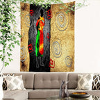 Batmerry African Ethnic Retro Tapestry,Vintage Motive Oil Landscape Fashion Wall Art Hanging Decoration Polyester Fiber White Ruffled Around for Dorm Room Bedroom Living Room, 59.1x51.2 inches