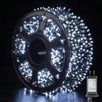 Quntis 82ft 1000 LED Cluster Christmas String Lights - 8 Modes Christmas Tree Lights - Outdoor Waterproof Dark Green Wire Christmas Lights Plug in for Holiday Wedding Party Home Decor, White