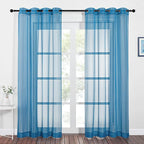 NICETOWN Sheer Curtains for Bedroom Windows 84 inch Length, Grommet Casual Voile Sheer with Light Filter Window Treatments for Nursery/Living Room, Turquoise, Set of 2, 54" Wide