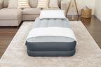 SleepLux Twin Air Mattress Supersoft Snugable Top Extra Durable Tough Guard with Built-in Pillow Raised 15" Airbed with Built in Pump + USB Charger Twin 15", Small, Grey