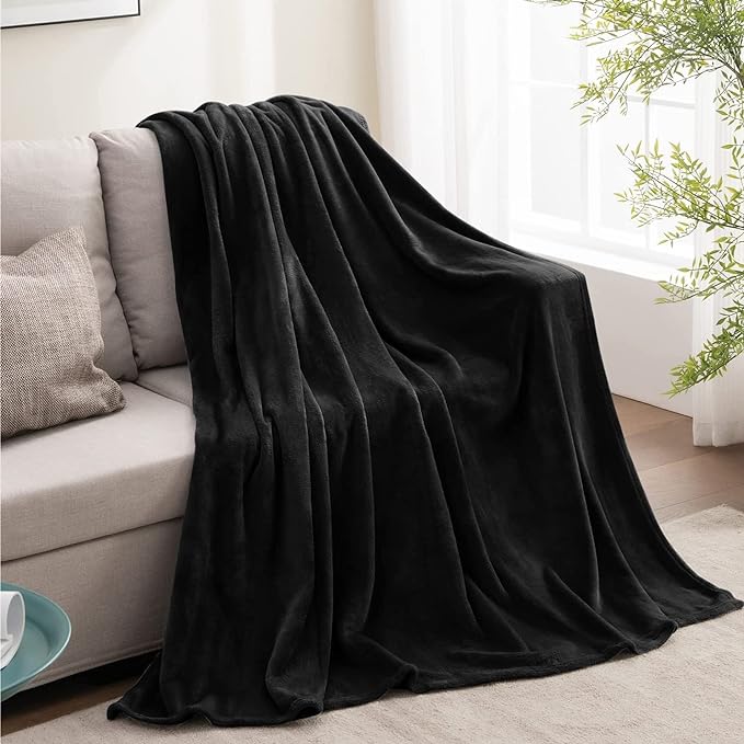 BEDELITE Fleece Blanket Black Throw Blanket for Couch & Bed, Luxury Plush Cozy Fuzzy Blanket 50" x 70", Super Soft Warm Lightweight Fall Throw Blanket for Travel Camping