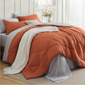 Bedsure Queen Comforter Set - 7 Pieces Reversible Burnt Orange Bedding, Queen Size Bed Set for All Seasons, Bed in a Bag with Down Alternative Comforter, Sheets, Pillowcases & Shams