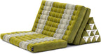 Leewadee Comfortable Japanese Floor Mattress - Thai Floor Bed with Triangle Cushion - Futon Mattress - XL Extra Wide Thai Massage Mat, 67 x 31 inches, Green, Kapok Filling