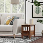 SIMPLIHOME Warm Shaker SOLID WOOD 14 Inch Wide Rectangle Transitional Narrow Side Table in Distressed Charcoal Brown, For the Living Room and Bedroom