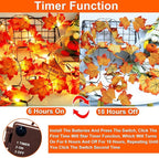 Timer & Thicker Leaves - 2 Pack Fall Garland with Lights Thanksgiving Fall Decorations for Home Total 80 Leaves 40LED 13Ft Battery Operated Lighted Thanksgiving Garland Home Indoor Outdoor Christmas