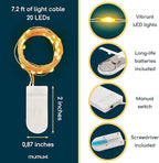 MUMUXI 24 Pack 7.2ft Fairy Lights Battery Operated String Lights, 20 Mini Battery Powered LEDs for Centerpiece Table Decorations, Wedding Party Bedroom Mason Jar Christmas, Warm White