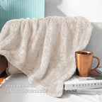 Exclusivo Mezcla Plush Fuzzy Fleece Bed Blanket Twin Size, Super Soft, Fluffy and Warm Blankets, Suitable for All Seasons (Beige, 90x66 Inches)