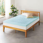 Mellow 4 Inch 5-Zone Memory Foam Mattress Topper, Cooling Gel Infusion, Dorm Essentials, Short Queen Blue