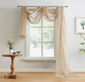 LinenZone Taupe Window Scarf Valance in 144 Inch Size. Use Window Scarves as Canopy Bed or Backdrop Curtains, Curtain Scarf, or Sheer Fabric for Draping. (Amazing 55 x 144, Taupe)