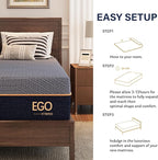EGOHOME Hybrid Queen Mattress 12 Inch, Mattress with Cooling Cover, Comfort Foam & Pocket Spring Bed in a Box, Targeted Support Pressure Relief, CertiPUR-US Certified, Made in USA, 60x80x12 Black
