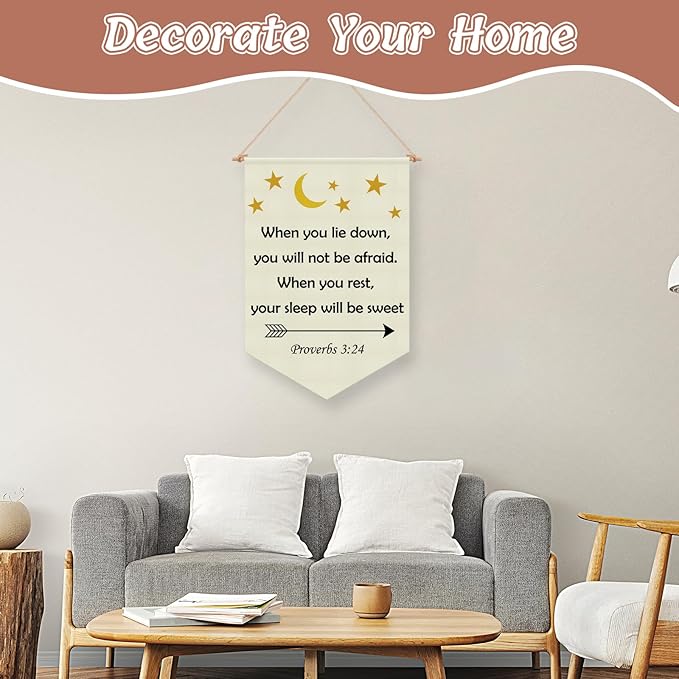 Christian Wall Banner Kids Religious Bible Verse Hanging Pennant Flag Banner motivational Inspirational Christian Wall Decor for Kids Room Nursery Playroom Baby Room Christmas Birthday Gifts