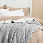 Bedsure Sherpa Fleece Throw Blanket for Couch - Thick and Warm, Soft Fuzzy Plush Throw Blanket for Winter, Light Grey, 50x60 Inches