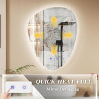 QDSSDECO Irregular LED Bathroom Mirror with Lights,Asymmetrical Led Bathroom Vanity Mirror for Wall with Front and Backlit, Anti Fog, 3 Colors and Dimmable Light, 22" x 28"