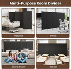 JAXPETY Room Divider 5 Panel Privacy Screen Wall Dividers for Room Separation Flexible Partition Folding Portable Room Partition for Office 145" W x 73" H, Black