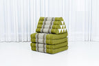 Leewadee Comfortable Japanese Floor Mattress - Thai Floor Bed with Triangle Cushion - Futon Mattress - XL Extra Long Thai Massage Mat, 89 x 20 inches, Green, Kapok Filling