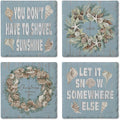 Thirstystone Let It Snow 4 Pack Assorted Tumbled Tile Stone Coasters with Protective Cork Backing 4" Square Manufactured in The USA