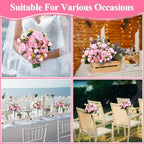 Hoteam 24 Bundles Artificial Peonies Flowers Wedding Faux Flowers Silk Peony Bouquet Bulk Bride Fake Florals Arrangements for Table Centerpieces Wedding Party Vase Decor (Light Pink)