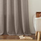 RYB HOME Semi Sheer Curtains 84 inches Long, Linen Texture Wave Fabric Privacy Sheer Window Curtains for Living Room Bedroom Dining, Birch Brown, Wide 52 x Long 84 inch per Panel, 2 Panels