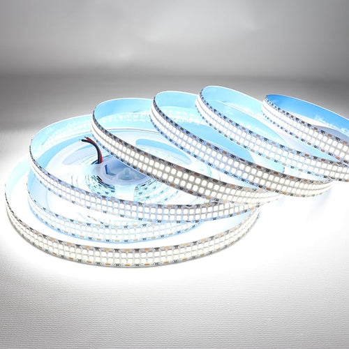 2835 SMD Cold White LED Strip Lights 6500K DC 24V 16.4ft/5M Double Row 2400 LEDs Flexible LED Strip Tape Light Ribbon Lamp LED Daylight Dimmable Strip Lights for Bedroom, Kitchen, Cabinet