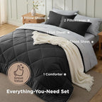 Bedsure Charcoal Grey Queen Comforter Set - 7 Pieces Reversible Bedding, Queen Size Bed Set for All Seasons, Bed in a Bag with Down Alternative Comforter, Sheets, Pillowcases & Shams