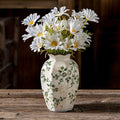 Vintage Pastoral Octagonal Vase, Green and Beige Retro Ceramic Flower Vases, Rustic Farmhouse Vases Chinoiserie Floral Small Vase for Home Decor, Living Room, Kitchen, Bedroom and Shelf 6.7 Inch