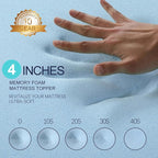 VALUXE 4 Inch Gel Memory Foam Mattress Topper Twin Size High Density Cooling Pad Pressure Relief Bed Topper (with Removable & Washable Bamboo Cover)