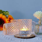 Woho 12Pcs Clear Votive Candle Holders, Tealight Candle Holder for Home Decor, Glass Tea Lights Candle Holder for Birthday Holiday Table