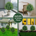 23”Artificial Cedar Topiary Ball Tree Set of 2 with Ground Spikes, UV Resistant Artificial Bushes Fake Plants for Home Front Door Offices