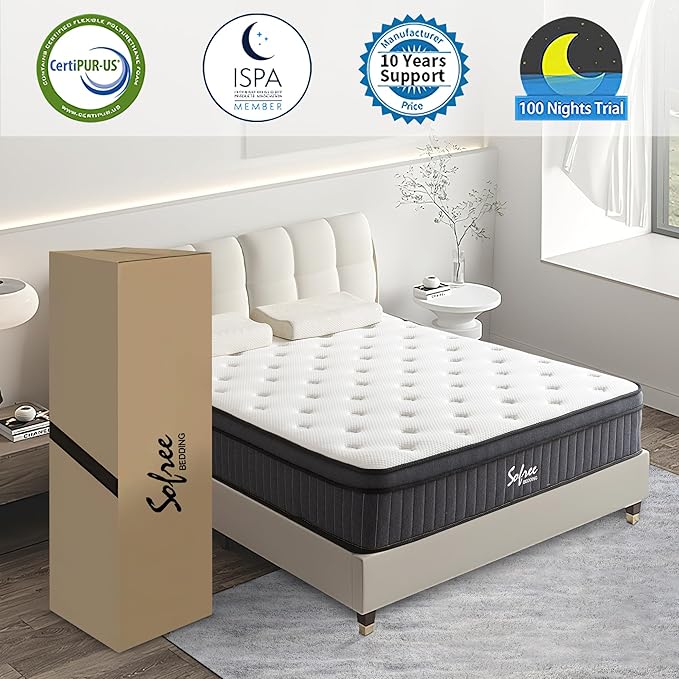 Full Mattress, 12 Inch Memory Foam Hybrid Mattress Full Size, Pocket Spring Mattresses in a Box for Motion Isolation, Edge Support, Pressure Relief, Medium Firm, CertiPUR-US
