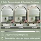 24x36 Inch Arched LED Mirror for Bathroom with Lights, Adjustable 3000K/4500K/6000K, Wall Mounted Black Frame Lighted Bathroom Vanity Mirror, Anti-Fog, Dimmable, Memory Function