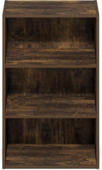 Furinno Basic Book Shelf, 3-Tier Bookshelf, Cube Storage Organizer Bookcase with Open Shelf, 11 x 17 x 26, for Living Room, Bedroom, Home Office, Amber Pine