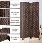 Rose Home Fashion 6 ft Tall Room Divider, Room Dividers and Folding Privacy Screens, 15.7in Privacy Screen 3 Panel Partition Temporary Wall Separation for Private, Brown
