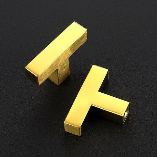 25 Pack Brushed Brass Cabinet Knobs - Kitchen Cabinet Knobs Gold Cabinet Pulls for Kitchen Cabinet Drawer Stainless Steel Dresser Knobs for Cabinet Hardware 2in Length Single Hole Square