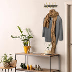 Coat Rack Wall Mount with 5 Tri Hooks, Stainless Steel 16 Inch – Black & Gold Matte Finish, Heavy Duty Wall Mounted Hook Rack for Coats, Hats, Towels, Scarfs, Robes, Bags, Entryway & Bathroom, 3 Pack