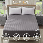 BEDLORE Waterproof Mattress Protector, Noiseless Queen Size Mattress Pad with Deep Pocket Fitted Up to 6"-18", Soft Breathable Dirt-Proof Bed Mattress Cover Washable Bedroom, Hotel (Gray)