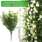 Outdoor Artificial Flowers UV Resistant & Fade Proof, 12 Pack Realistic Fake Flowers for Garden, Patio, Lawn Decor - Weatherproof Plastic Plants (White)