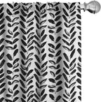 Ambesonne Black and White Window Curtains, Modern Grunge Botany Motif Monochrome Brush Paint Style Strokes, Lightweight Decor 2-Panel Set with Rod Pocket, Pair of - 28" x 95", White and Black