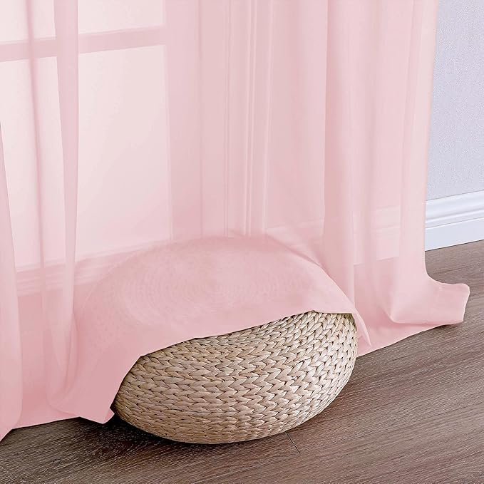 OVZME Blush Pink Bedroom Curtains 2 Panel Sets 90 Inch Length, 59 Inch Extra Wide Light Filtering Light Weight Soft Window Treatment Panels for Study Room Living Room Guest Room, 59Wx90L Inches