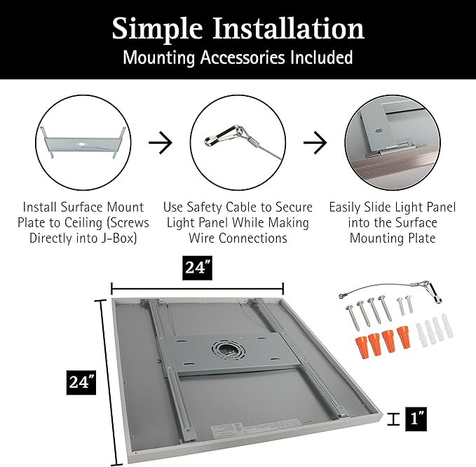 Ultralux 2x2 ft Surface Mount Ceiling Light Panel – Slim, Edge Lit, Flush Mount Flat Panel for Kitchen, Home & Office - TRIAC Dimmable, 3CCT Adjustable Color Temperature (Matte White, 2 Pack)