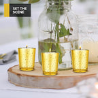 Stock Your Home Gold Votive Candle Holders Bulk Pack (36 Count), Tea Lights Candle Holder for Table Centerpiece, Christmas, Valentine, and Wedding Votive Candle Holders, Glass Votives Set