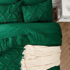 Bedsure Twin Comforter Set Dark Green - Bed in a Bag Twin Size 5 Pieces, GentleSoft™ Pintuck Bed Set Gift for Family, Pinch Pleat Dark Green Comforter with Sheets, Pillowcase & Sham