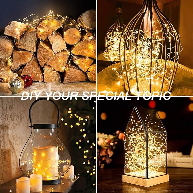 MUMUXI 24 Pack 7.2ft Fairy Lights Battery Operated, 20 LED String Lights, Waterproof Silver Wire, Warm White for Bedroom, Weddings, Halloween, Christmas Decorations, Battery Powered Indoor Outdoor Use