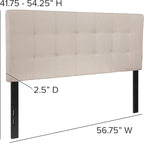 Flash Furniture Bedford Box Stitch Tufted Upholstered Full Size Headboard in Beige Fabric