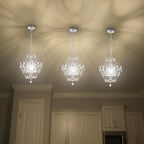 Small Chandelier for Bedroom, 90% Pre-Assembled Chrome Chandelier, Mini Acrylic Crystal Chandelier, 1 Light Pendant Light Fixtures for Bedroom,Closet, Bathroom,Entryway,Foyer, Living Room