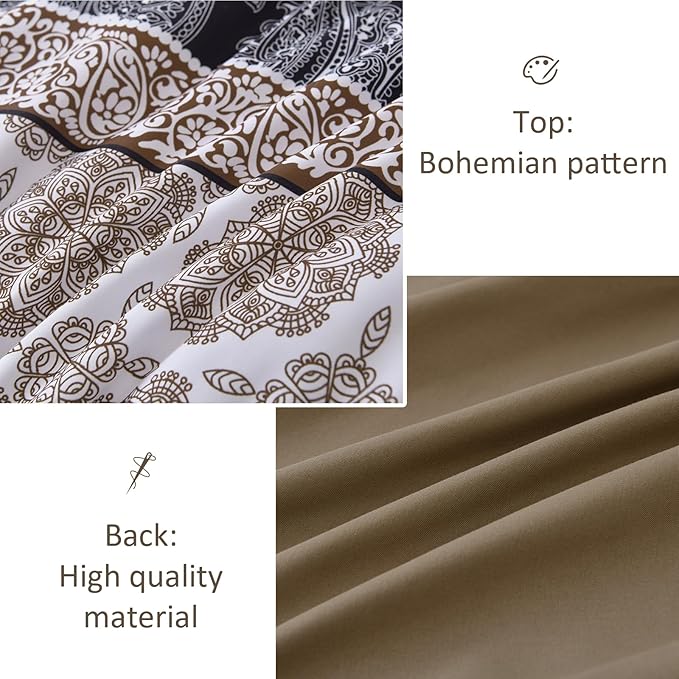Cottolester Brown Comforter Set King Size,Boho Fall Bed in a Bag 8 Pieces,Paisley Soft Microfiber Bedding Comforter Set
