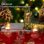 Glasseam Glass Tealight Candle Holder: Small Hurricane Cylinder Votive Holder Set of 6 Modern Table Centerpiece Wedding Christmas Party Decorations, 3.15