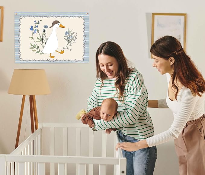 Silly Goose Nursery Rectangular Canvas Banner-Boho Flag Wall Sign Decor for Boys Toddler Kid, Baby Room Above Crib Bedroom Playroom Kindergarten Reading Room Decor-Baby Shower Birthday Christmas Gift