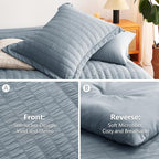 CozyLux Grayish Blue Full Size Comforter Sets with Sheets 7 Pieces, Dusty Blue Seersucker Bed in a Bag Textured Luxury Soft Bedding Set with Down Alternative Comforter, Sheets, Pillowcases & Shams